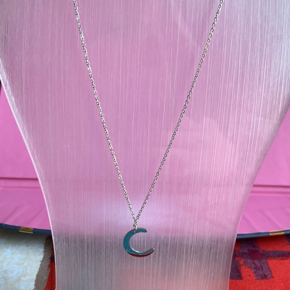 Elegant Silver Crescent Necklace